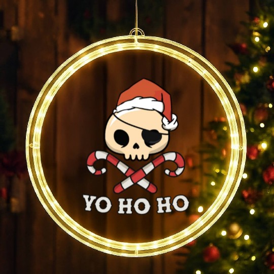 Santa Pirate Funny Christmas - Yo Ho Ho, Pirate LED Christmas Window Lights