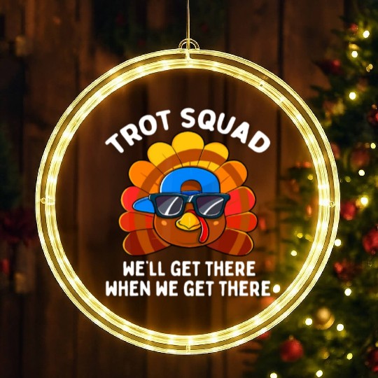 Turkey Trot Squad Funny Thanksgiving Running Costu LED Christmas Window Lights