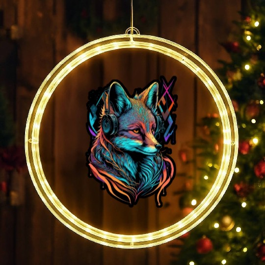 Neon Fuchs 80er Festival Nerd Hipster Fox Musik LED Christmas Window Lights