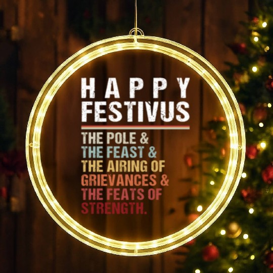 Happy Festivus Christmas Holiday Retro Vintage LED Christmas Window Lights