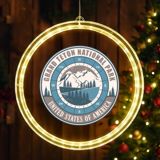 Grand Teton National Park US Vintage Hiking LED Christmas Window Lights