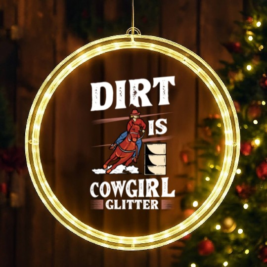 Dirt Barrel Racing Horse Cowgirl Glitter yellow LED Christmas Window Lights