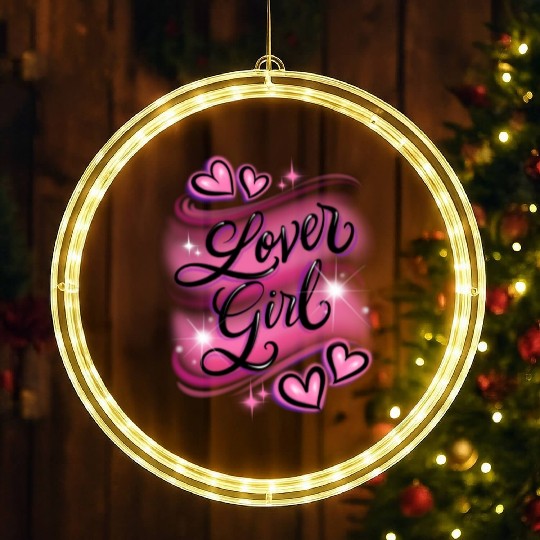 Lover Girl pink airbrush design LED Christmas Window Lights