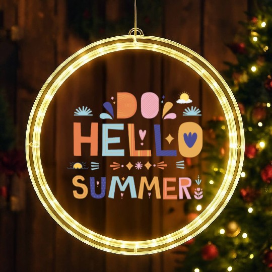 Hello Summer Art | Fun Colorful Summer Quote LED Christmas Window Lights