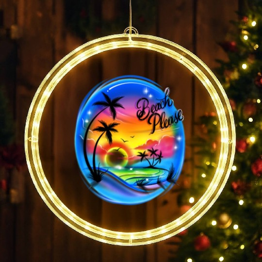 Beach Please Airbrush Colorful LED Christmas Window Lights