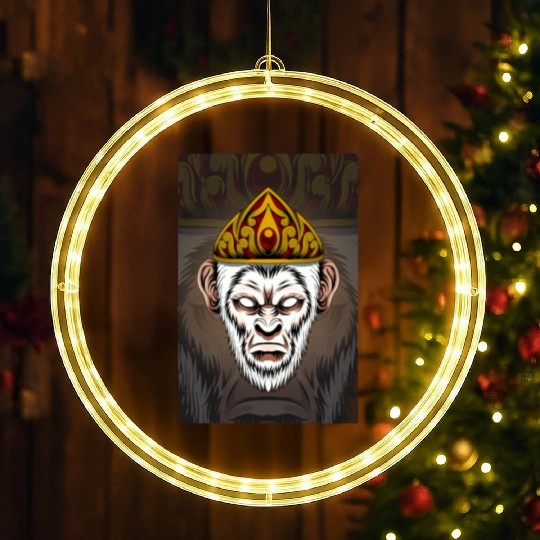White Monkey with Crown Illustration 20647992 122 LED Christmas Window Lights