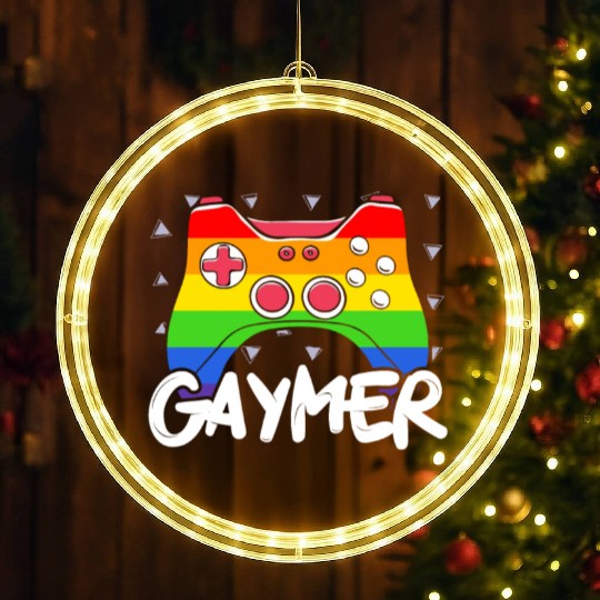 Gaymer Video Game Rainbow Pride Month LGBTQ Gay LED Christmas Window Lights