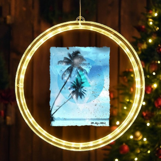 Artistic Malibu California Palm Tree Vacation LED Christmas Window Lights