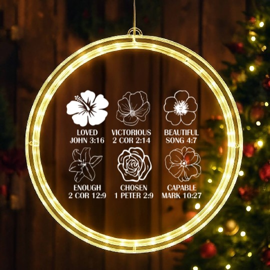 Loved John 3:16 Victorious 2 Cor 2:14 LED Christmas Window Lights
