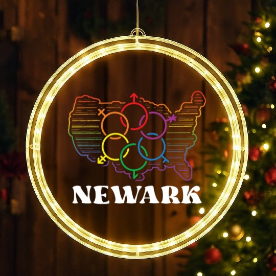 Newark Pride Month Pride Flag LGBT Community LGBTQ LED Christmas Window Lights