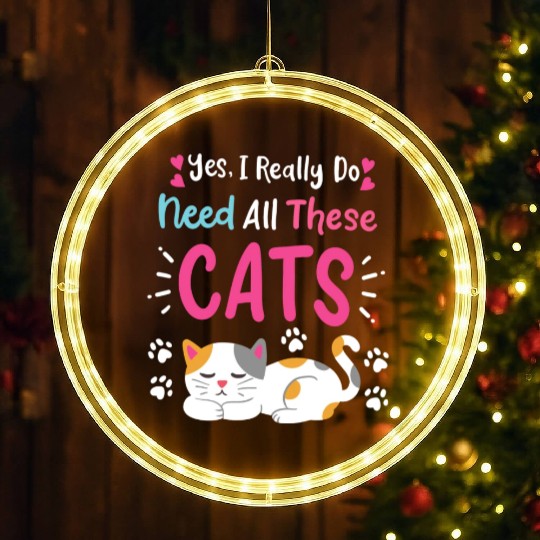 Cats Cat Owner Cat Lover LED Christmas Window Lights