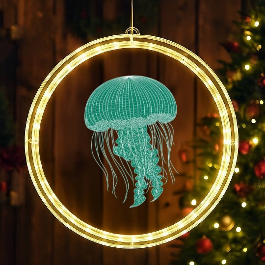 Sea life, Green Jellyfish LED Christmas Window Lights