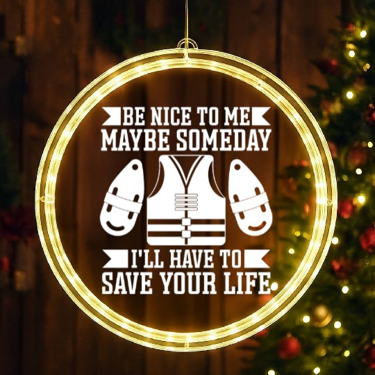 Lifeguard be nice to me swimming pool guard LED Christmas Window Lights
