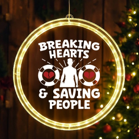 Lifeguard breaking hearts saving people pool guard LED Christmas Window Lights