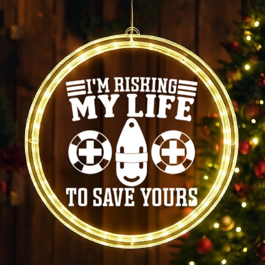 Lifeguard risking life to save yours pool guard LED Christmas Window Lights