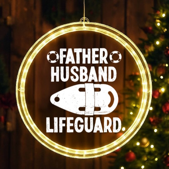 Father husband lifeguard swimming pool guard LED Christmas Window Lights