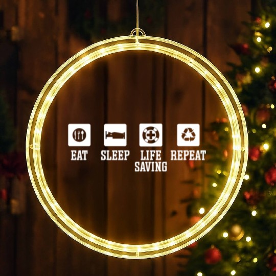Lifeguard eat sleep life saving repeat pool guard LED Christmas Window Lights