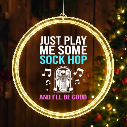 Sock Hop Music Quote 50s Rockabilly Sock Hop LED Christmas Window Lights