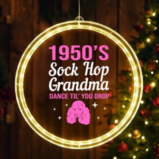 Retro Dance 1950s Sock Hop Dancing Grandma LED Christmas Window Lights