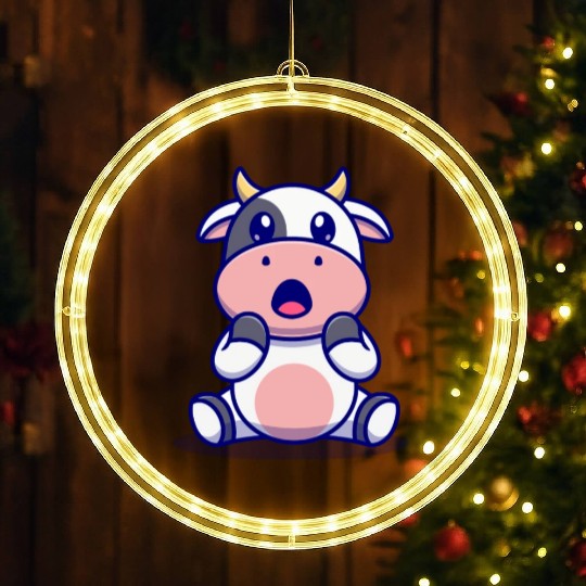 Cute Cow Surprised Cartoon LED Christmas Window Lights