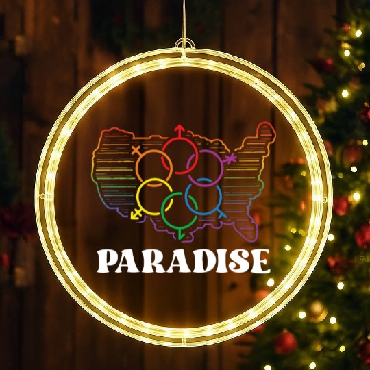 Paradise Pride Month Pride Flag LGBT Community LGB LED Christmas Window Lights