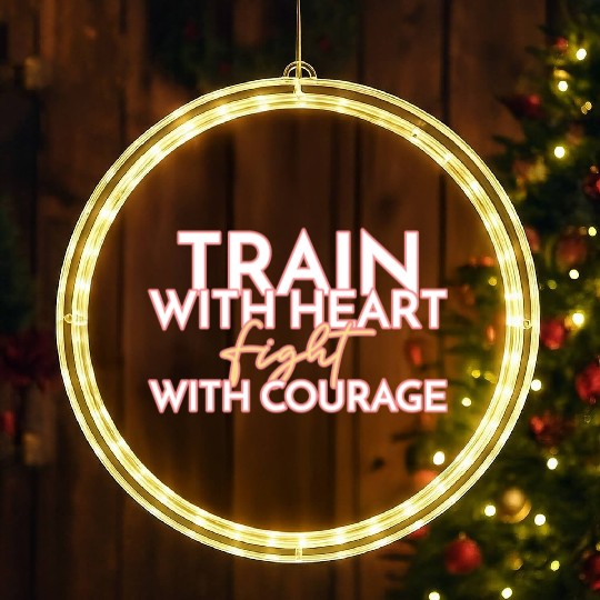 Train With Heart Fight With Courage | Gym therapy LED Christmas Window Lights