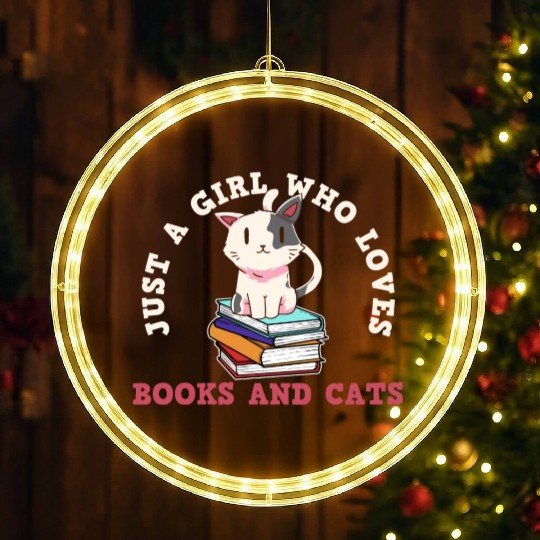 Book Cat Book Lover Cat Lover LED Christmas Window Lights