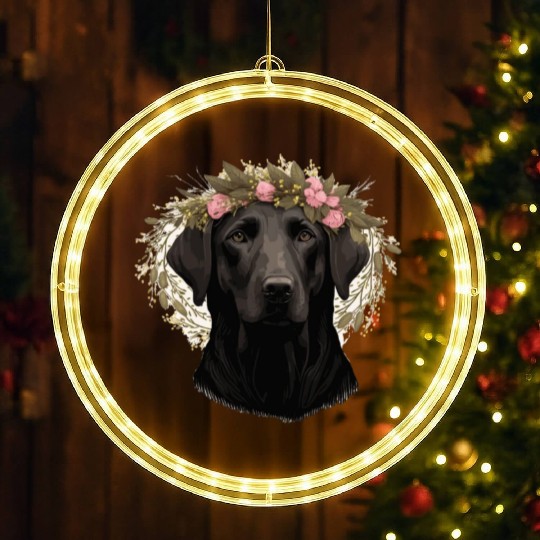 Cute Labrador Retriever Flower Crown Dog Breed Flo LED Christmas Window Lights