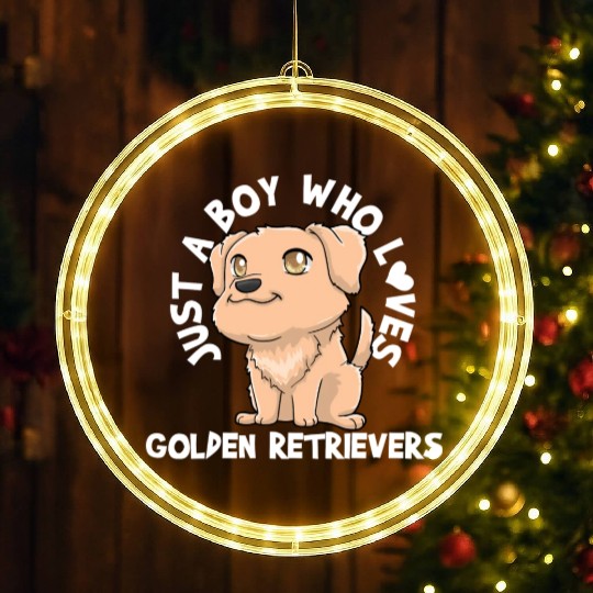 Golden Retriever Dog Lover Kawaii LED Christmas Window Lights