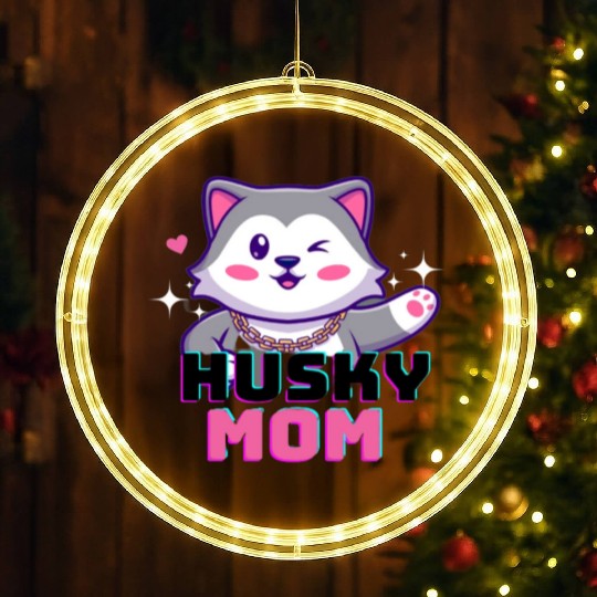 Husky Dog Mom, husky lover LED Christmas Window Lights