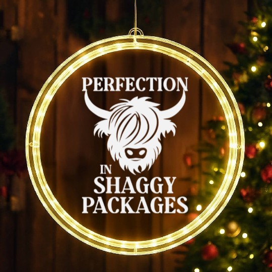 Perfection In Shaggy Packages Highland Cow LED Christmas Window Lights
