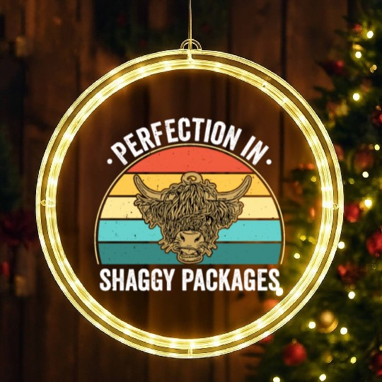 Perfection In Shaggy Packages Highland Cow LED Christmas Window Lights