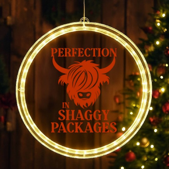 Perfection In Shaggy Packages Highland Cow LED Christmas Window Lights