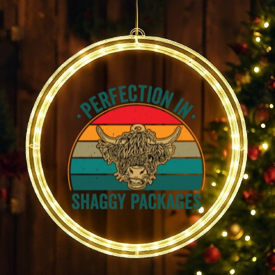 Perfection In Shaggy Packages Highland Cow LED Christmas Window Lights