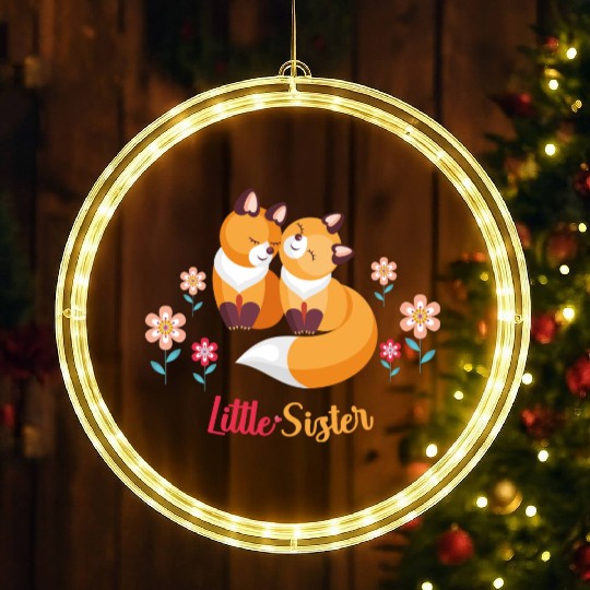 Cute Fox Siblings Gift for Little Sister LED Christmas Window Lights