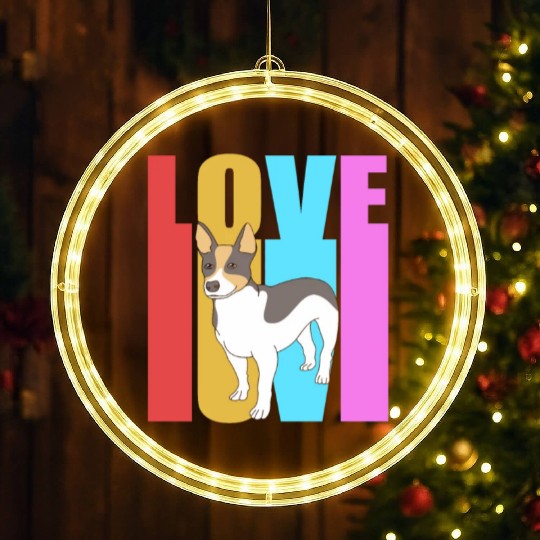 Rattie Dog Pet Puppy I Love My Rat Terrier LED Christmas Window Lights