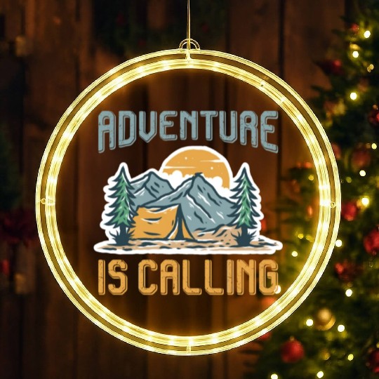 Adventure is calling Mountain lover Hiking LED Christmas Window Lights