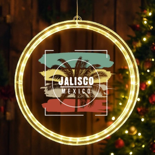 Jalisco Mexico Artistic Palm Tree Retro LED Christmas Window Lights