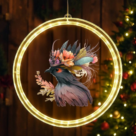Cute Bird Of Paradise Bird Flower Crown Pet Birds LED Christmas Window Lights