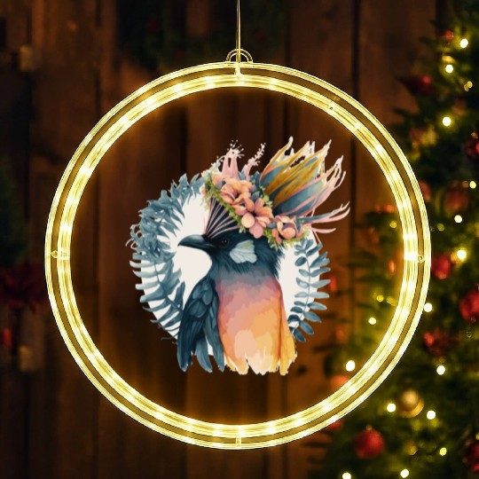 Cute Bird Of Paradise Bird Flower Crown Pet Birds LED Christmas Window Lights
