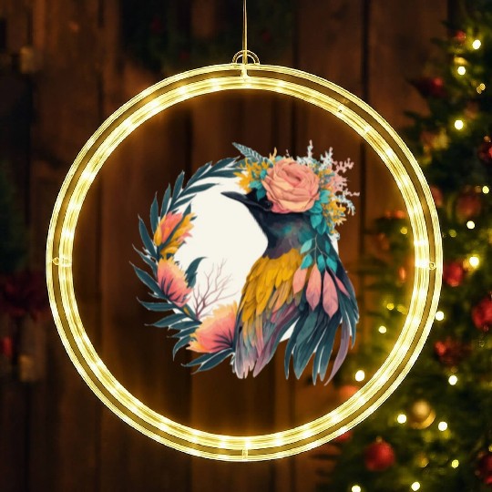 Cute Bird Of Paradise Bird Flower Crown Pet Birds LED Christmas Window Lights