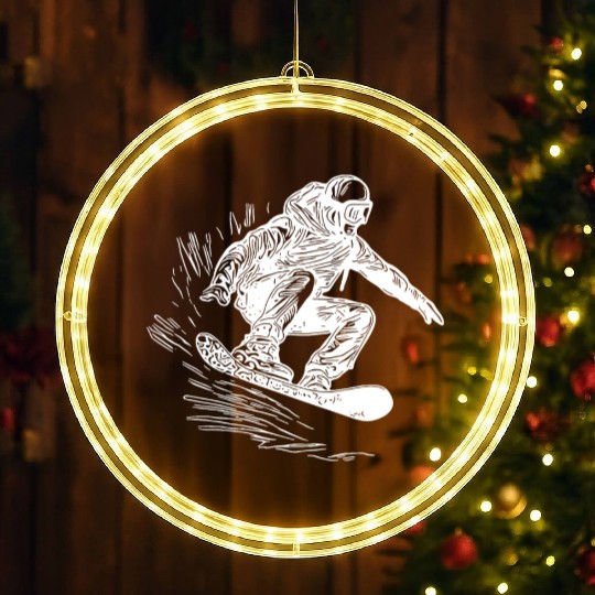 Snowboarding Jump Style Crass Snowboard Move LED Christmas Window Lights