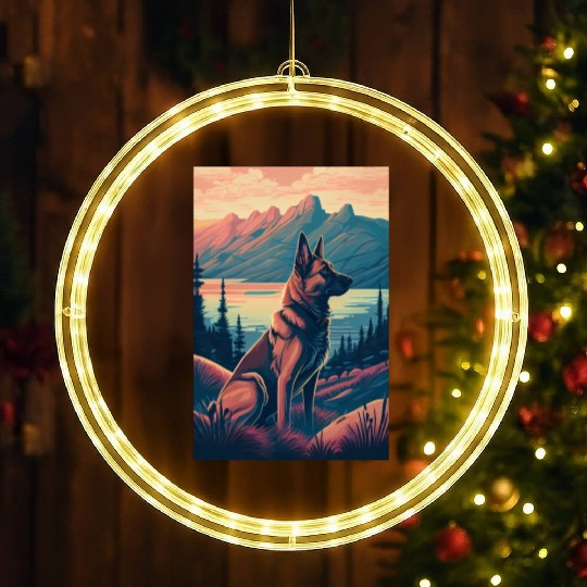 Belgian Malinois Nature LED Christmas Window Lights