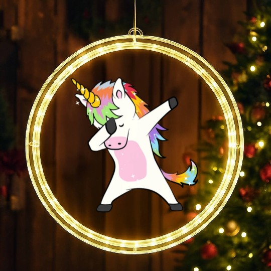 Cute dabbing unicorn dab dance girls boys children LED Christmas Window Lights