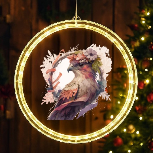 Birds Of Prey Kite Bird Flower Crown Floral LED Christmas Window Lights