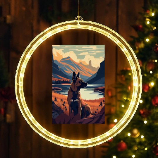 Belgian Malinois Nature LED Christmas Window Lights