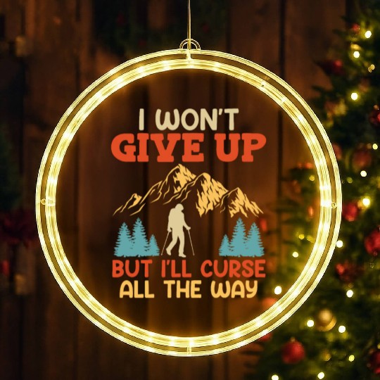 Mountaineer funny Wanderlust Mountain fan Hiking LED Christmas Window Lights
