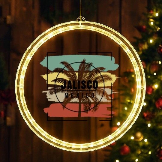 Jalisco Mexico Palm Tree Retro Artistic LED Christmas Window Lights