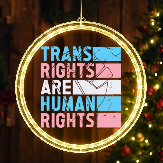 Trans Rights Are Human Rights Support LGBT Pride LED Christmas Window Lights