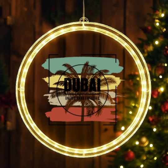 Dubai United Arab Emirates Palm Tree Retro LED Christmas Window Lights